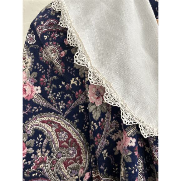 VTG 80s Miss Oops Cottagecore Dress Lace Collar Floral Paisley Midi Prairie - Picture 4 of 8